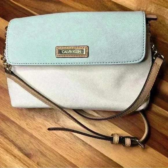 Calvin Klein | Two Tone Purse Wallet / Clutch with Long Crossbody Strap - Picture 1 of 6